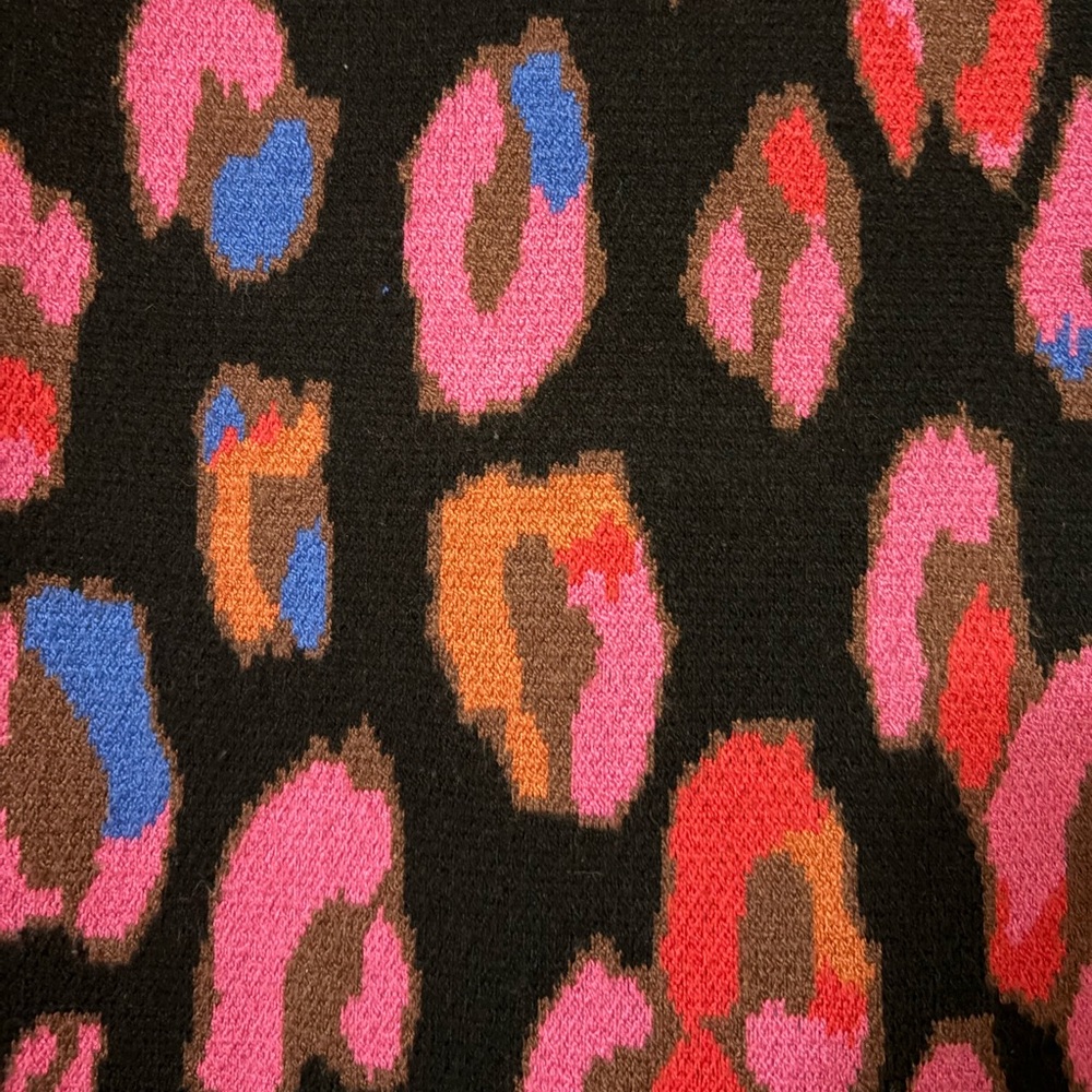 Farm Rio Iridescent Leopards Fitted Sweater Dress in Black Sz. XS Sz. X-Small - Picture 14 of 16